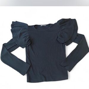 Zara Black Ribbed Knit Top